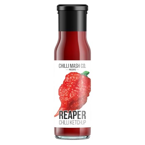 Carolina Reaper Chilli Ketchup 250ml - Chilli Mash Co - Vegan and Vegetarian Extremely Hot Gourmet Ketchup Made with the World's Hottest Chilli