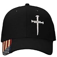 Nethins Christian Hats for Women & Men, Jesus Christian Cross Baseball Cap, Religious 3 Nail Design Adjustable Snapback Hat Black
