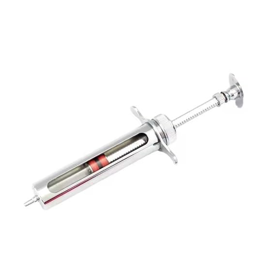 10cc Stainless Steel Injector Reusable Metal Syringe 10ml glass Hypodermic Veterinary Animal Syringe Livestock Pig Cattle Sheep Feeder with locking screws