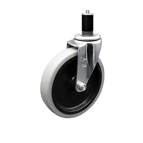 5 Inch Swivel Thermoplastic Rubber Caster Wheel and 1-1/2 Inch Expanding Adapter Stem Caster - 130 lbs. Per Caster - Service Caster Brand