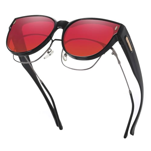 Image of HAOLOTA Fit Over Glasses Sunglasses for Women Polarized | Over Glasses Sun Glasses, UV400 Polarized Lens, Trendy Cat Eye Sunglasses, Lightweight and Flexible, Driving, Daily Use