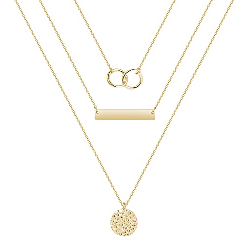 YANCHUN Layered Necklaces for Women Multi-Layered Disc Necklace Long Necklaces for Girls Layer Necklaces