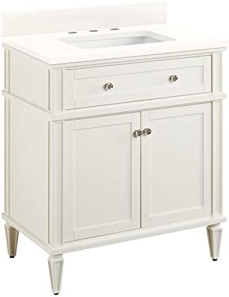 Signature Hardware 464608 Elmdale 30" Free Standing Single Vanity Set with Mahogany Cabinet, Vanity Top, and Rectangular Undermount Vitreous China Sink - 8" Faucet Holes