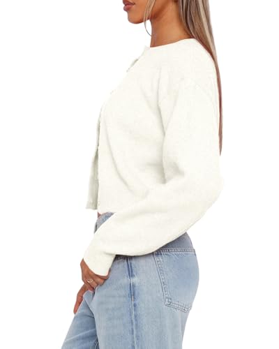 Image of Balimtoy Women's Cropped Cardigan Sweaters Long Sleeve Button Down Sweaters Knit Cardigan Cute Y2k Open Front Crop Top