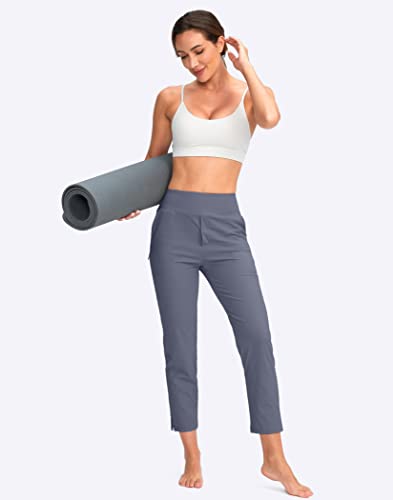 Yyv Women's Golf Pants Stretch Work Ankle Pants High Waist Dress Pants With Pockets For Yoga Business Travel Casual(Dusty Blue Small) #TOP5