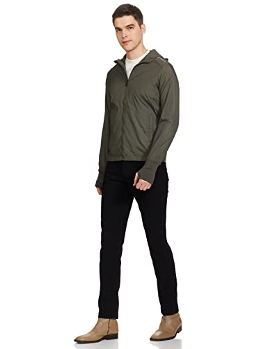 Image of Spykar Men's Nylon Standard Length Solid A-Line Coat