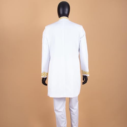 African Suits for Men Slim Fit 2 Piece Suits Formal Wedding Prom Suit Embroidery Chain Blazer Pants Set3