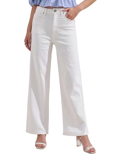 Image of Tokyo Talkies Women's Mid Rise Straight fit Wide Leg Trousers|Work Wear|Side Pockets