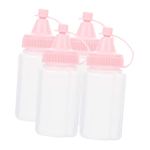 BESTYASH 4Pcs Portable Squeeze Bottles for Sauces Reusable Condiment Dispensers for Honey Jam Salad Dressing and More for Home Go Use