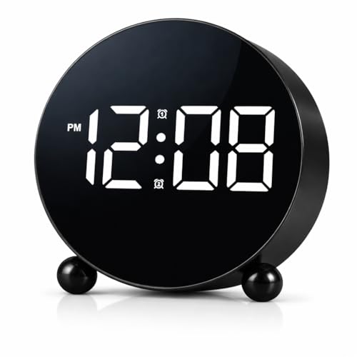 Image of Zollyss Digital Alarm Clock for Study Table | Black | Round LED Display with Double Bell | Digital Alarm Clock with 3 Brightness Levels | for Bedroom or Office