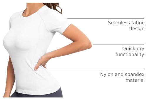 Image of MathCat Seamless Workout Tops for Women, Short Sleeve Compression Athletic Shirts Soft Yoga Gym Tops XS-XL
