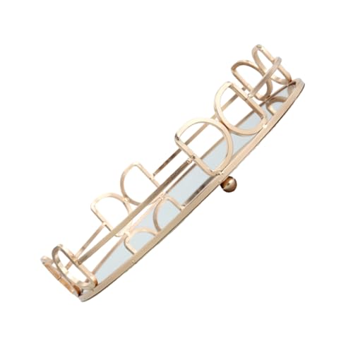 TOGEVAL Bandeja Decorativa de Lujo Nórdico con Espejo Dorado Multifuncional para Almacenamiento de Cosméticos Joyería y Artículos de Tocador Diseño Moderno para Hogar Elegante