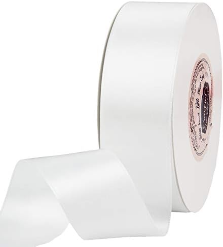 VATIN Solid Color Double Faced White Satin Ribbon 1-1/2" Wide 50-Yards Long Perfect for Wedding Decor, Crafts, Bow Making, Sewing, Gift Package Wrapping and Other Projects