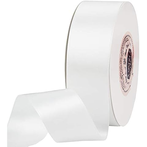VATIN Solid Color Double Faced White Satin Ribbon 1-1/2" Wide 50-Yards Long Perfect for Wedding Decor, Crafts, Bow Making, Sewing, Gift Package Wrapping and Other Projects Cover