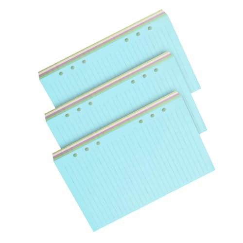 TINEASUR 六穴ルーズリーフノート用リフィルペーパー冊 横罫間隔 カラフル罫線入り 書きやすい滑らか用紙 手帳 ファイル オフィス 学校類用