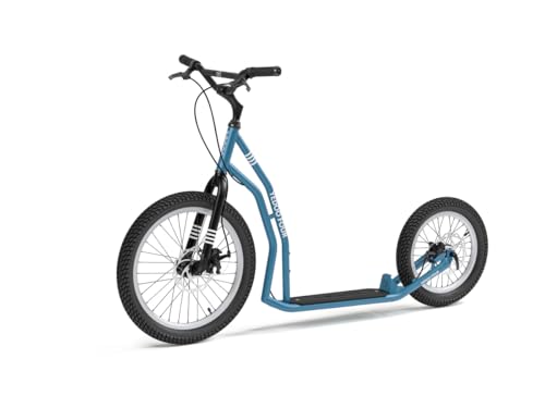 YEDOO Four Y40 Tretroller - bis 150 kg, mittelgroßer, Stabiler Kickscooter mit Scheibenbremsen und 20/16 Lufträdern - Dogscooter für Erwachsene, für Natur und urbanes Off-Road. Blau