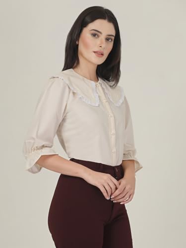 Image of Style Quotient Women Sky Blue Victorian Style Shirt