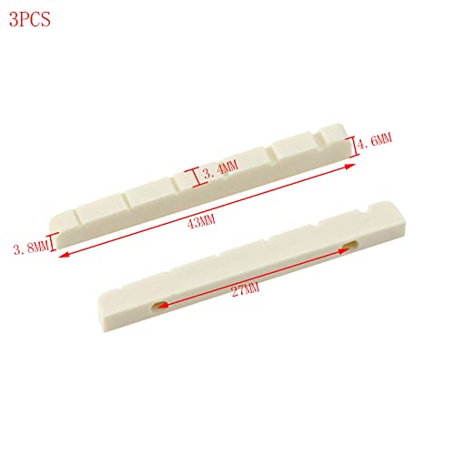Mewutal 3Pcs Ivory Electric Guitar Nut Guitar Bone Bridge Nut For 6 String Guitar (43×3.4×4.6-3.8Mm) #TOP1