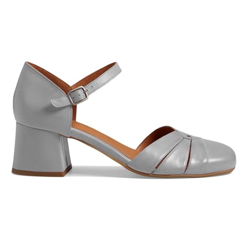 SHODENSE Women Closed Round Toe Chunky Heel Sandals Ankle Strap Mary Jane Pumps Cut Out Retro 2 inch Mid Block Heel Sandals Dress Shoes Buckled Office Ladies Casual Party Wedding 4-11 M US2