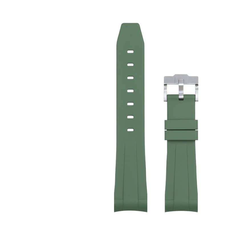 Bracelet montre caoutchouc vert 21mm CZKE pour Rolex Submariner