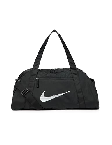 Nike Bolsa esportiva feminina para academia, Preto/Preto/Branco, One Size, Clube esportivo