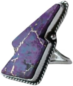 Lightning Bolt Turquoise Ring, Purple Copper Turquoise Ring, Handmade Ring, Lightning Bolt Gemstone Ring, Rings For Women, Stackable Ring, Cyber Monday Gift