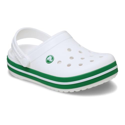 Image of Crocs Unisex Kid's Crocband Clog T, White Green Ivy, 4 /5 us Toddler