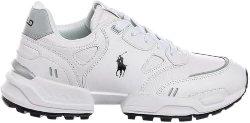 POLO RALPH LAUREN Zapatillas Deportivas para Hombre, Blanco con Gris, Suela Negra, Estilo Casual Atlético Talla 46