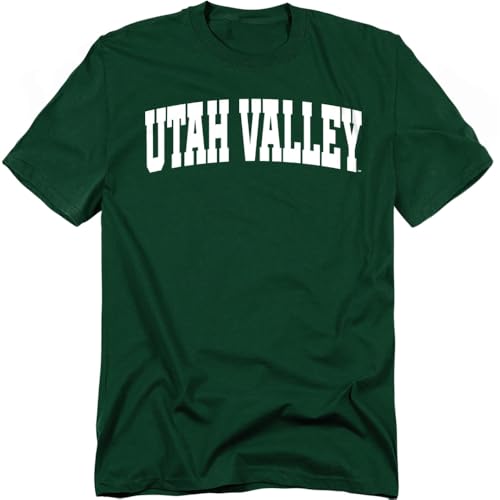 LOGOVISION Utah Valley University School Name Arch Unisex Adult T Shirt, Hunter Green, Small