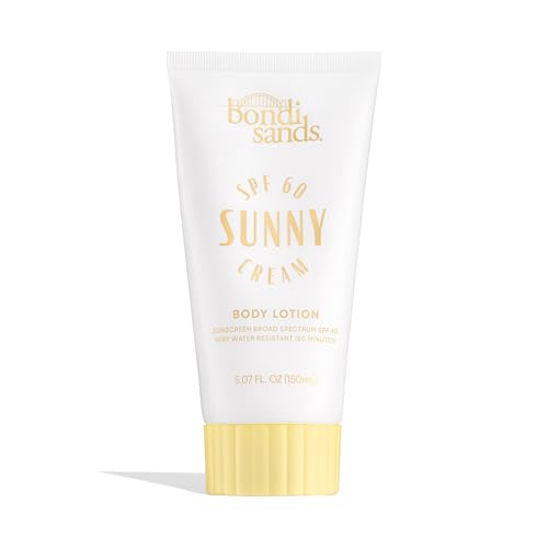 Bondi Sands Sunny Cream SPF 60 Body Lotion, Hydrating + Nourishing Broad Spectrum Sunscreen, Dermatologist-Approved, Water-Resistant, 5.07 Fl Oz