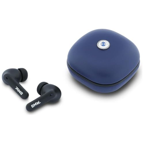 CG MOBILE BMW ENC TWS Casque en cuir avec logo en métal (bleu marine)