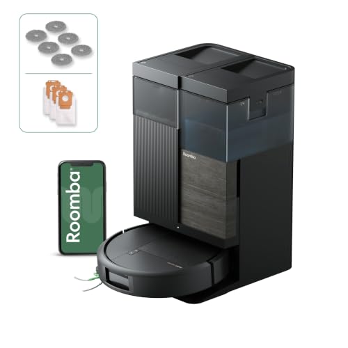 iRobot Roomba® Plus 576 Combo robot aspirapolvere lavapavimenti, 25.000 Pa | Con stazione AutoWash™ autosvuotante lavaggio mop estensibili con acqua calda 75°C e asciugatura a caldo, AI + LiDAR, nero
