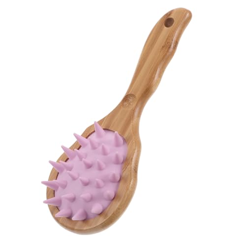 HAPINARY Long Handle Shampoo Brush Silicone Bristles Scalp Massager Shampoo Hair Brush Wooden Handle for Easy Hair Washing