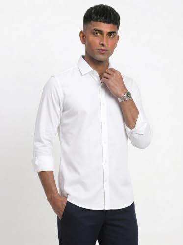 Image of DOXIC Men's Cotton Shirt with Spread Collar Neck Full Sleeves Classic Style Solid Pattern Regular Fit and Standard Length | Formal & Casual Wear Shirts