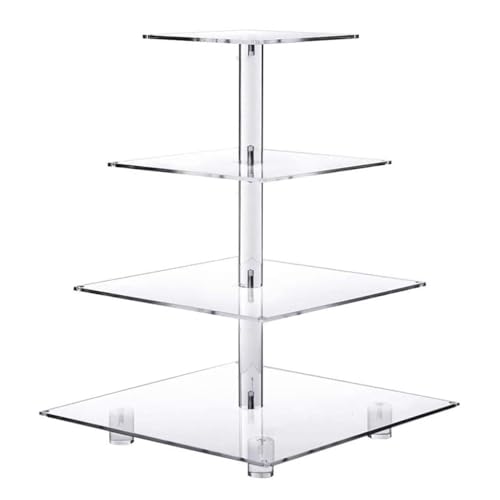 4段ケーキプレートスタンド LEDライトストリング カップケーキホルダー アクリルディスプレイスタンド ウェディングパーティーの装飾 LEDライトストリング