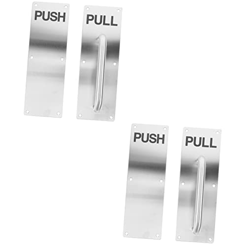 Angoily 2Pcs Push-Pull Handle Passage Door Knobs Push Pull Door Knob Door Plate Vintage Door Hardware Metal Door Plate Aisle Stainless Steel Silver Single Sided Door Pull Handle #TOP6