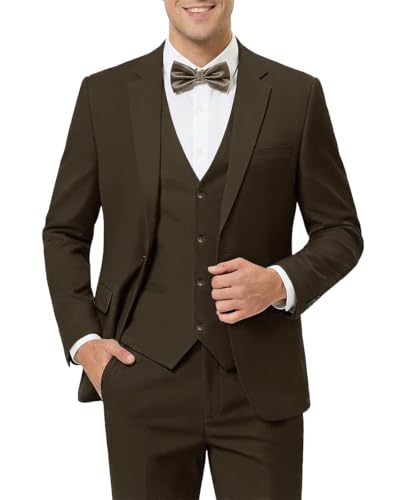 Men's 3-Piece Slim Fit Suit with Bow Tie, Single Button