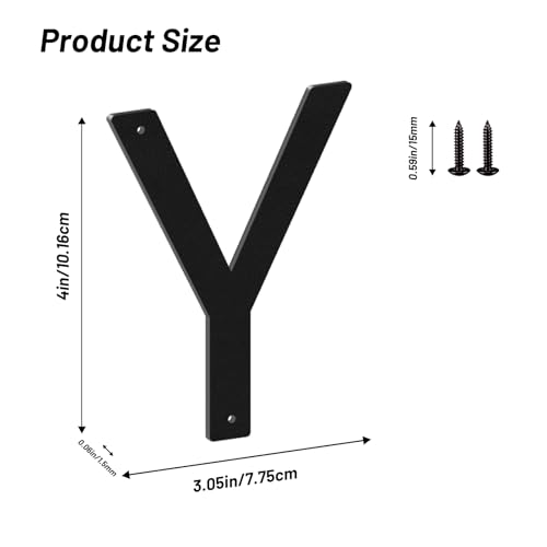4 Inch House Numbers and Metal Letters for Outdoor Signs, House Numbers for Outside, Aluminum Address Letters and Numbers for Door, Mailbox, Garden, Perfect for Home or Office (Letter Y)