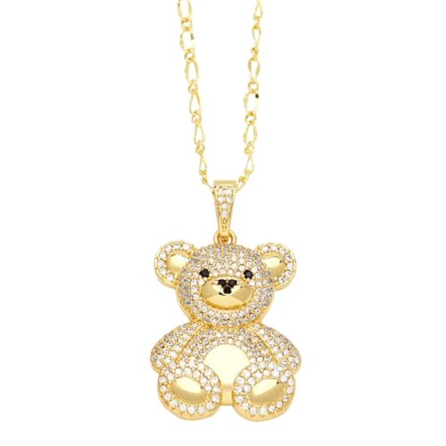 14K Gold Filled Cute Bear Necklace For Women - Colorful Crystal Moveable Teddy Bear Necklace Cute Animal Jewelry, Sweet Gummy Bear Necklace In Vibrant Colors