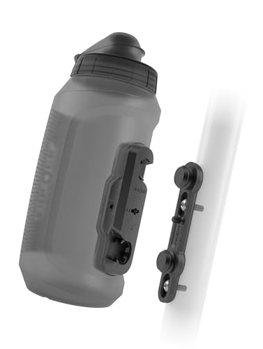 Fidlock TWIST bottle 750 compact + bike base – 750 ml Fahrrad Trinkflasche mit magnet-mechanischem Flaschenhaltersystem, inkl. Halterung, BPA-frei & spülmaschinengeeignet, Farbe Smoke 1