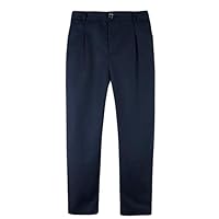 LOLANTA Pantaloni Scolastici Bambini, Pantaloni Marina Scuro Eleganti per Ragazzi, Sigaretta Formali Lunghi Uniforme per Scuola e Feste, vestibilità Robusta con Vita Regolabile, 6-7 Anni, 130