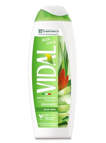 Vidal - Docciaschiuma Aloe Vera, Formula Idratante e Ipoallergenica, Dermatologicamente Testato, 250ml