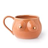 Speckled Ceramic Female Form Mug with golden heart nips, Boob Mug, Funny Large Coffee Boob Cup,...