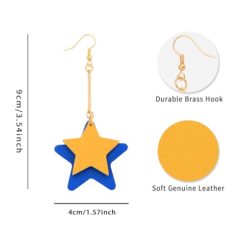 Leather Heart Earrings Dangle for Women Trendy, Star Earrings Lightweight Fashion, Gifts for Her2