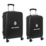 safta | Real Madrid 2. Trikot 23/24 Kofferset mit Rollen, Kabinenkoffer 20 Zoll + mittelgroßer Koffer 24 Zoll, Robustes Reisegepäck, 4 Drehrollen, Teleskopgriff, Maße: 40 x 26 x 63 cm