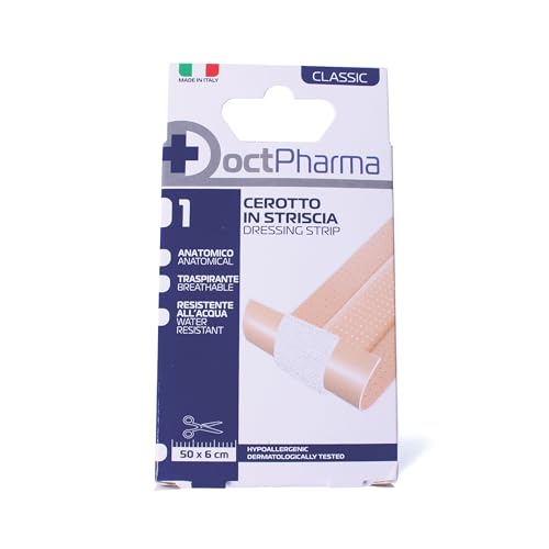 Doctpharma 50 x 6 cm Adjustable Strip, Anatomic, Breathable, Water Resistant, Hypoallergenic, Medical Adhesive Plaster for Wounds, Cuts, Abrasions, Flexible Plaster