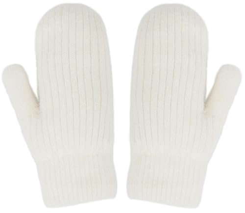 CaySep Winter Warm Mittens for Women Men-Soft Lining Cozy Stretchy Knit Mittens Double Layer Thick Outdoor Knitted Gloves