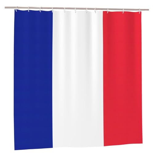 Rideau de douche drapeau français 183x183 cm en polyester avec 12 œillets