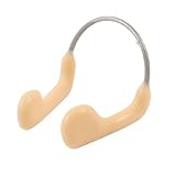 uxcell Clear Case Beige Metal Frame Stop Water Entering into Nose Swimming Training Nose Clip