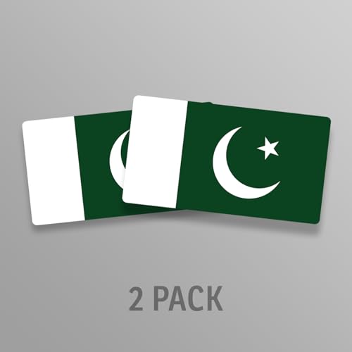 Image of World Country Flag Decal Stickers - Two Pack - for Cars Windows Bumpers Laptops Tablets Tumblers Cups Walls (Pakistan)